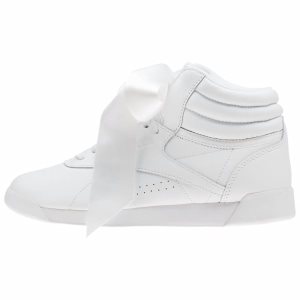 Reebok Freestyle Hi Satin Bow Turnschuhe Damen - Weiß/Grau - DE 176-GEN